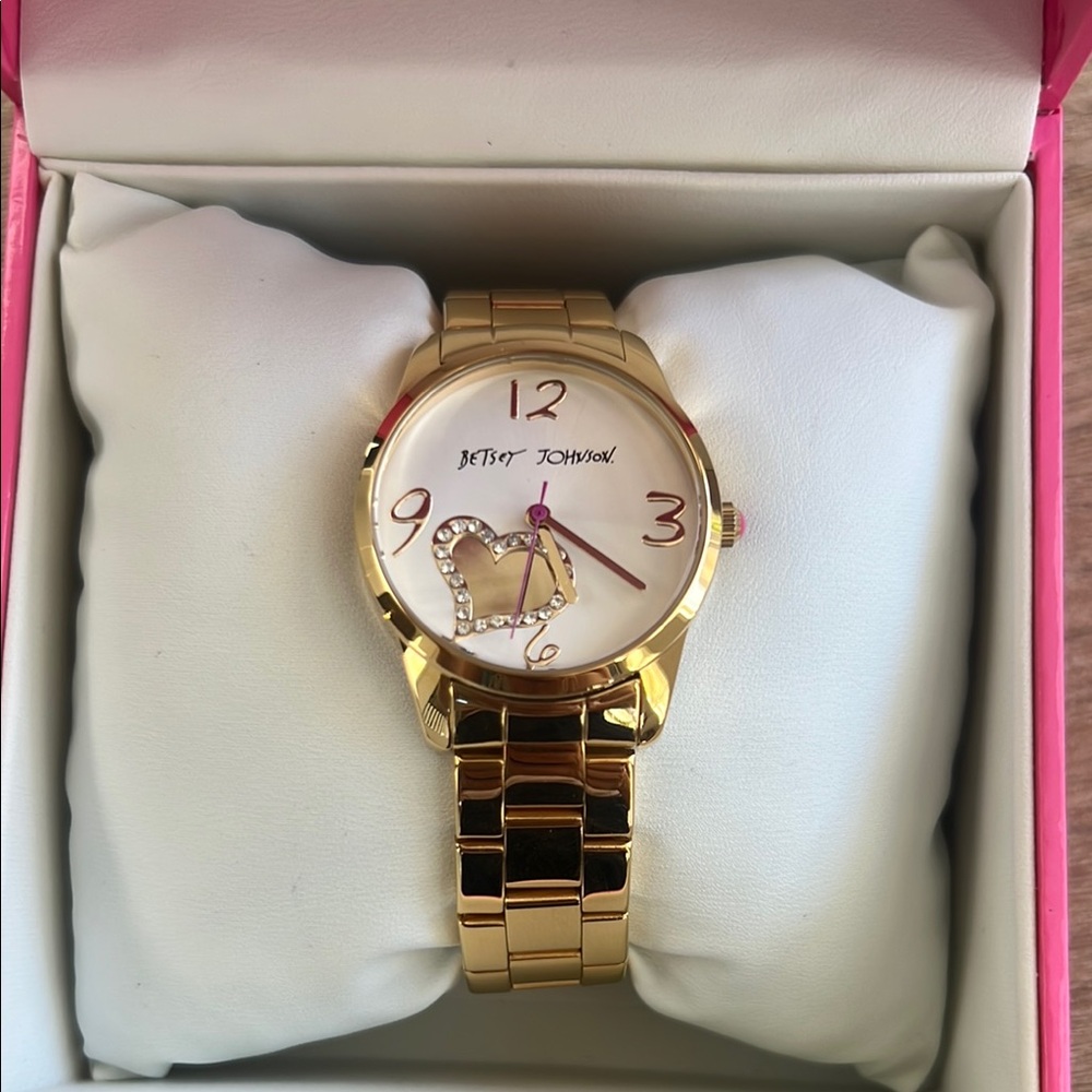 Betsey Johnson Gold Watch with Crystal Heart